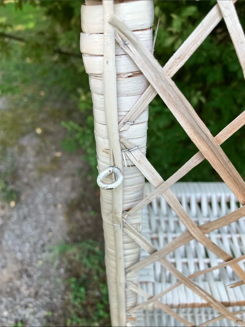 Large Vintage Shabby Chic White Wicker Three-Tier Wall Shelf or Tabletop
